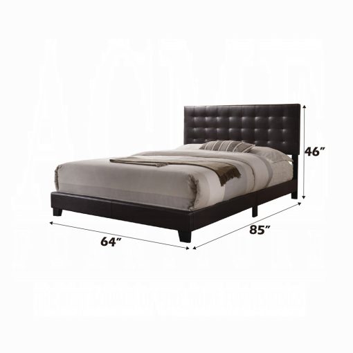 Masate Espresso Synthetic Leather Queen Bed - Image 5