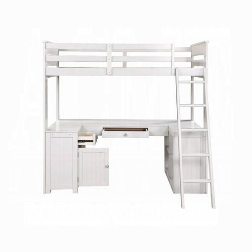 Ambar Wood Light Gray Twin Loft Bed with Desk, Bookcase & Chest - Image 5