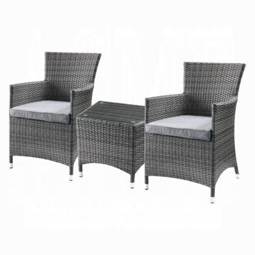 Tashelle Gray Fabric & Gray Wicker 3PC Pack Patio Bistro Set - Image 2