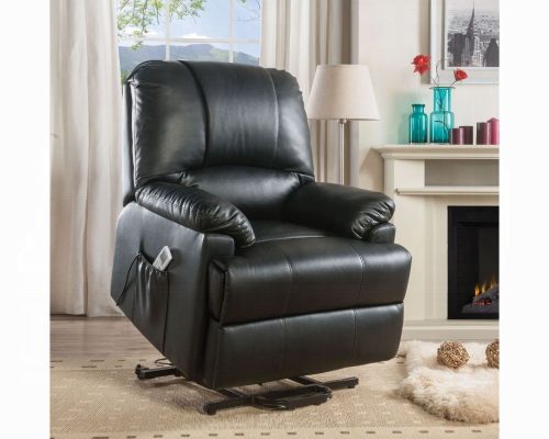 Ixora Recliner with Power Lift & Massage - Black Synthetic Leather