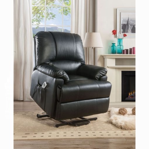 Ixora Recliner with Power Lift & Massage - Black Synthetic Leather