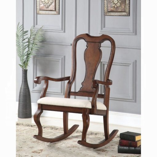 Sheim Beige Fabric & Cherry Rocking Chair