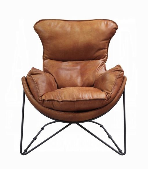 Thurshan Aperol Top Grain Leather & Black Finish Accent Chair - Image 2