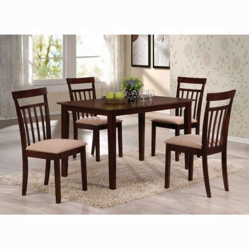 Samuel Beige Microfiber & Espresso 5 Piece Dining Set