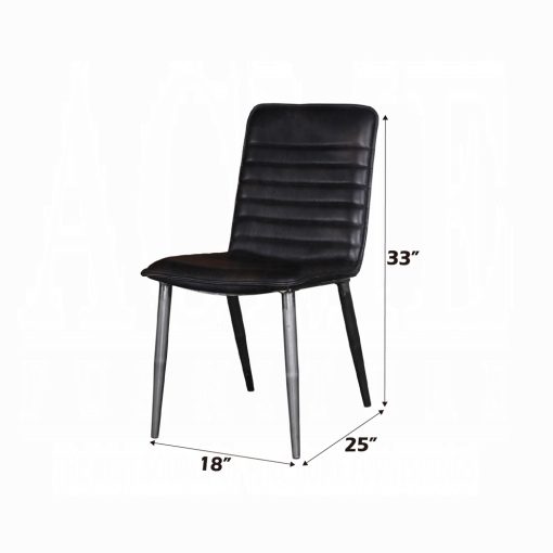 Hosmer Metal Black Top Grain Leather & Antique Black Side Chair (Set of 2)