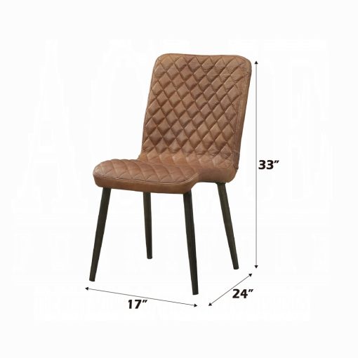 Millerton Vintage Chocolate Top Grain Leather & Antique Black Side Chair (Set of 2) - Image 2