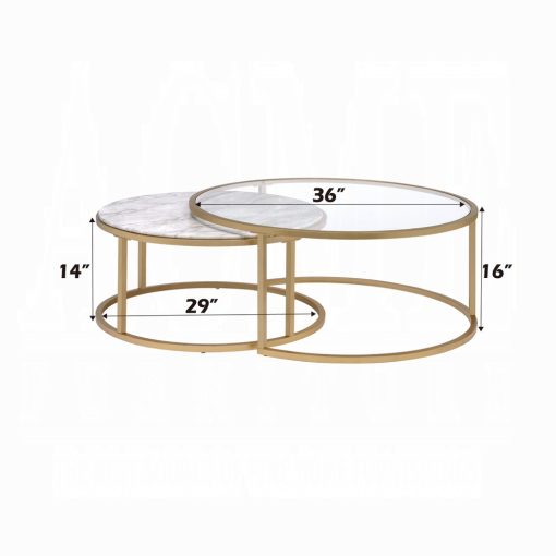 Shanish Faux Marble Top & Gold Nesting Table Set - Image 2