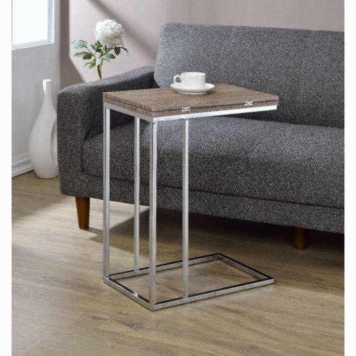 Danson Weathered Oak & Chrome Accent Table