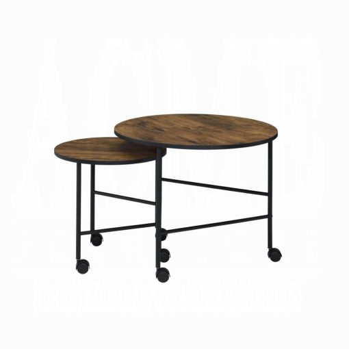 Oblis Vintage Oak Nesting Table Set - Image 3