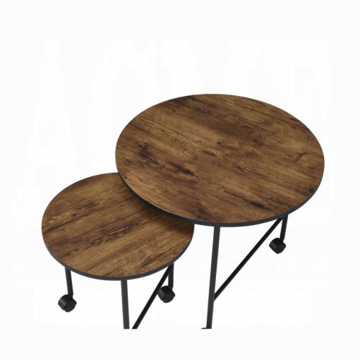 Oblis Vintage Oak Nesting Table Set - Image 4