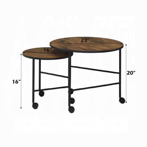 Oblis Vintage Oak Nesting Table Set - Image 5