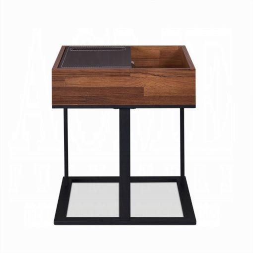 Sara II Espresso Pu, Walnut & Sandy Black Accent Table - Image 4