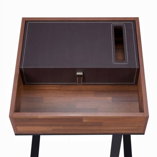 Sara II Espresso Pu, Walnut & Sandy Black Accent Table - Image 7