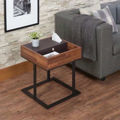 Sara II Espresso Pu, Walnut & Sandy Black Accent Table