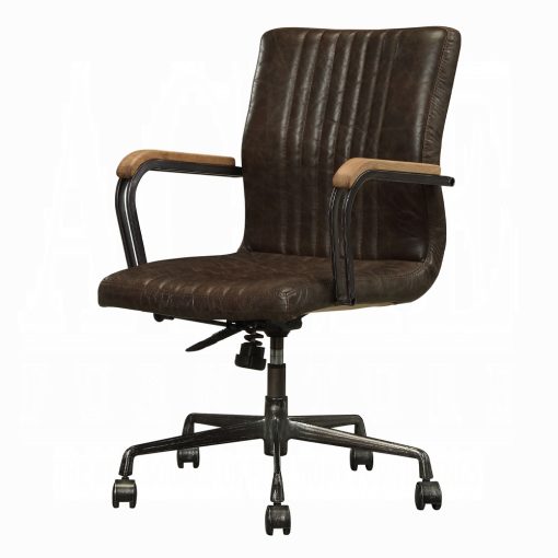 Joslin Distress Chocolate Top Grain Leather Office Chair