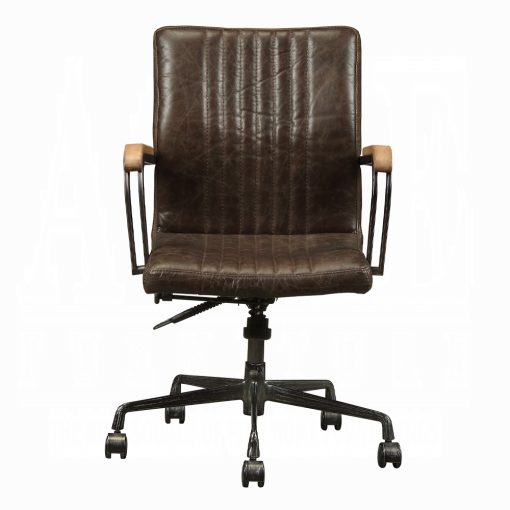 Joslin Distress Chocolate Top Grain Leather Office Chair