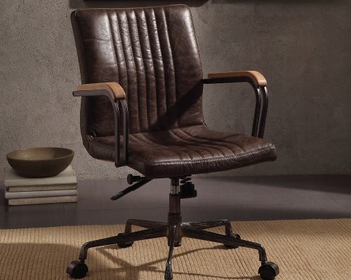 Joslin Distress Chocolate Top Grain Leather Office Chair