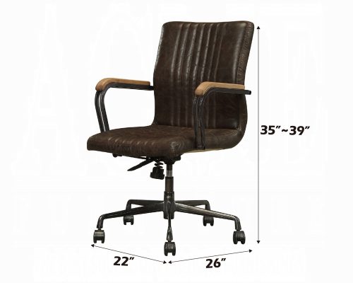 Joslin Distress Chocolate Top Grain Leather Office Chair