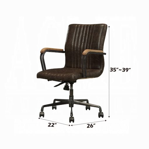 Joslin Distress Chocolate Top Grain Leather Office Chair