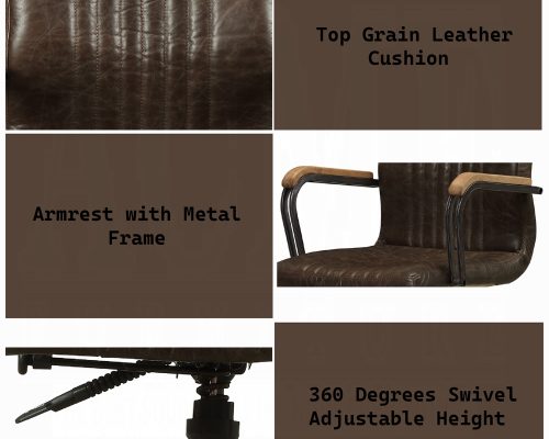 Joslin Distress Chocolate Top Grain Leather Office Chair