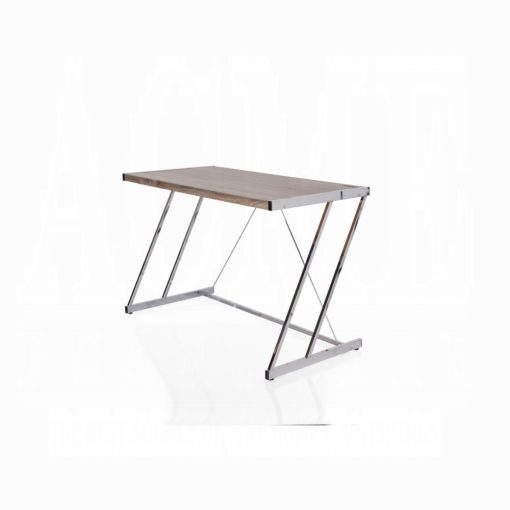 Finis Weathered Oak & Chrome Writing Desk W/USB - Image 3