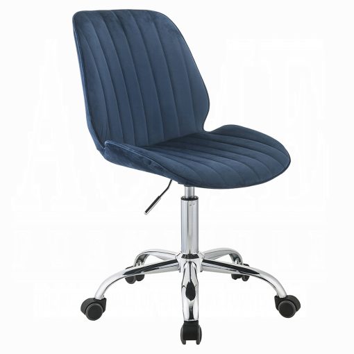 Muata Twilight Blue Velvet & Chrome Office Chair - Image 2