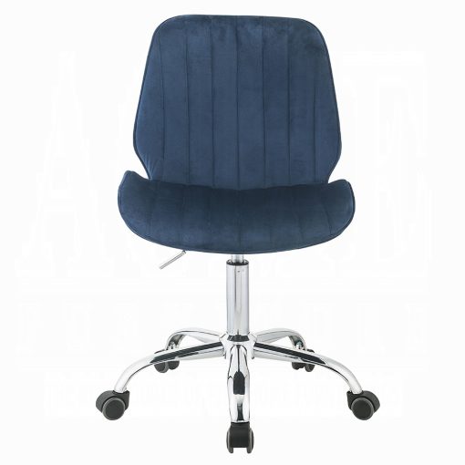 Muata Twilight Blue Velvet & Chrome Office Chair - Image 3