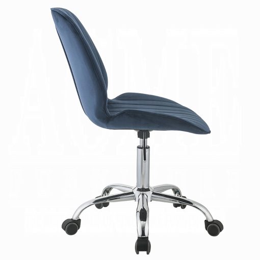 Muata Twilight Blue Velvet & Chrome Office Chair - Image 4