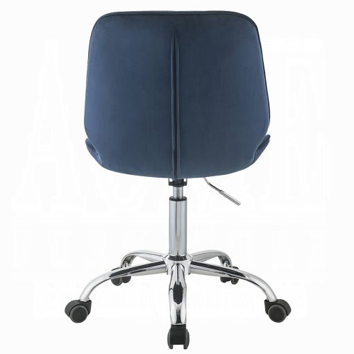 Muata Twilight Blue Velvet & Chrome Office Chair - Image 5