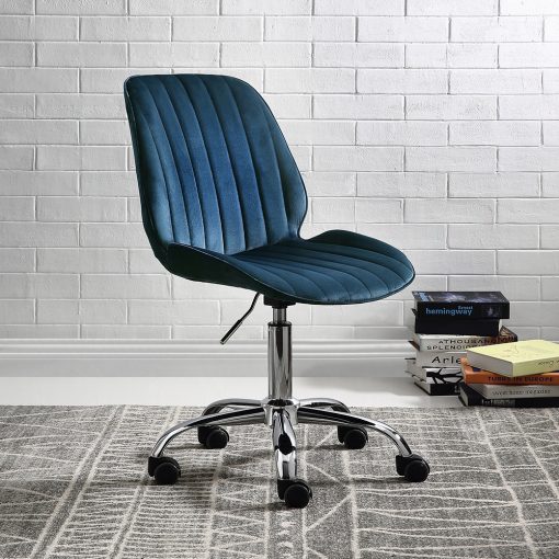 Muata Twilight Blue Velvet & Chrome Office Chair