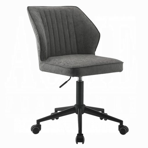 Pakuna Vintage Gray Synthetic Leather & Black Office Chair - Image 2