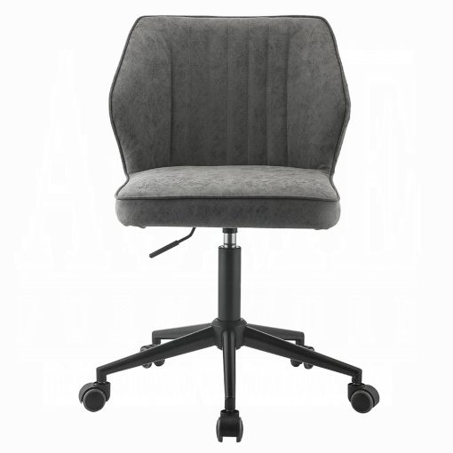 Pakuna Vintage Gray Synthetic Leather & Black Office Chair - Image 3