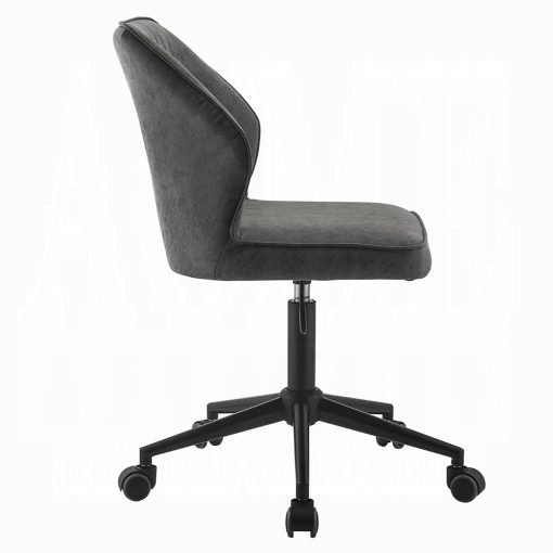 Pakuna Vintage Gray Synthetic Leather & Black Office Chair - Image 4