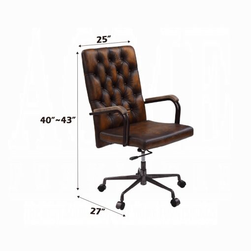 Noknas Brown Top Grain Leather Office Chair - Image 7