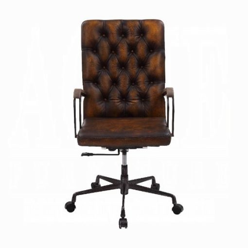 Noknas Brown Top Grain Leather Office Chair - Image 6