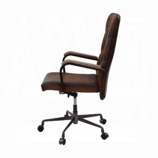 Noknas Brown Top Grain Leather Office Chair - Image 4