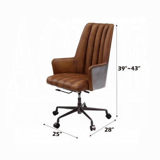 Salvol Sahara Top Grain Leather & Aluminum Office Chair - Image 6