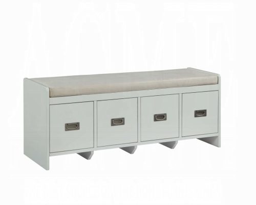 Berci Beige Fabric & White Bench with Storage