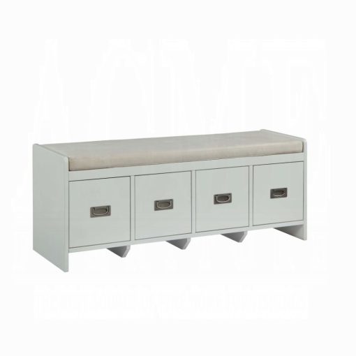 Berci Beige Fabric & White Bench with Storage