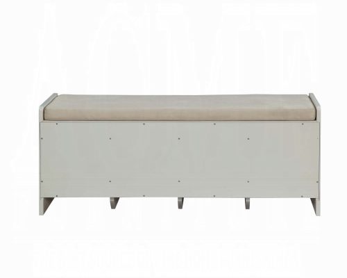 Berci Beige Fabric & White Bench with Storage