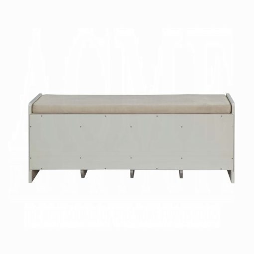 Berci Beige Fabric & White Bench with Storage