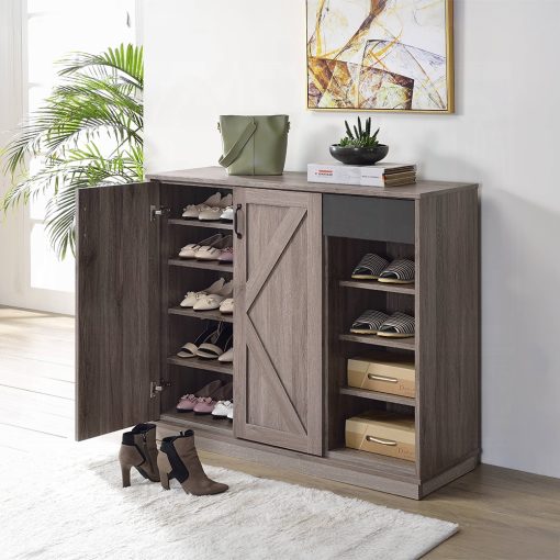 Toski Rustic Gray Oak Shoe Cabinet