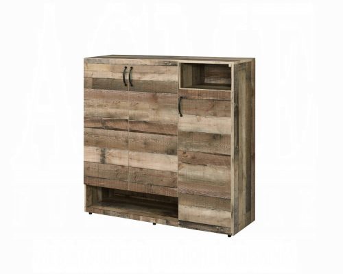 Howia Wood Rustic Gray Oak Shoe Cabinet