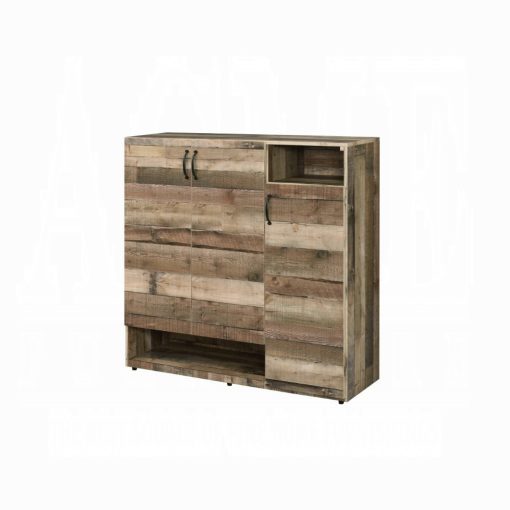 Howia Wood Rustic Gray Oak Shoe Cabinet