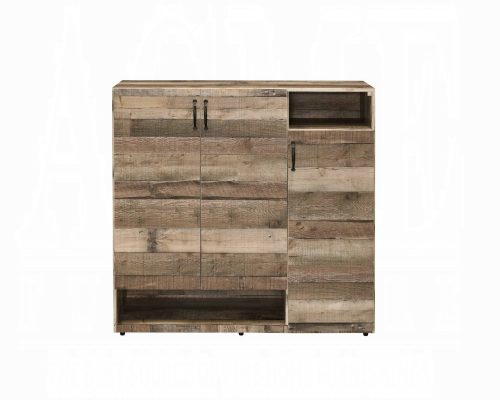 Howia Wood Rustic Gray Oak Shoe Cabinet