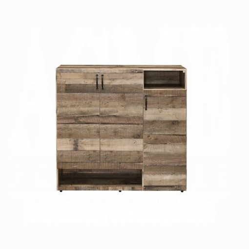 Howia Wood Rustic Gray Oak Shoe Cabinet