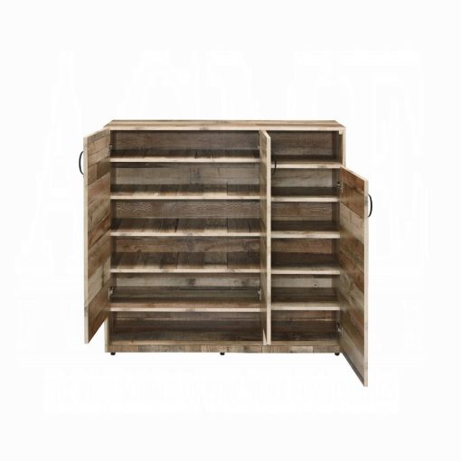 Howia Wood Rustic Gray Oak Shoe Cabinet