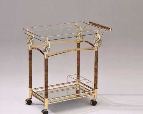 Helmut Metal Clear Glass & Gold Plated Serving Cart