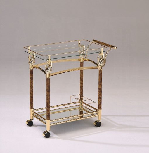 Helmut Metal Clear Glass & Gold Plated Serving Cart