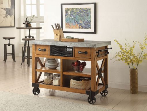 Kailey Antique Oak Kitchen Cart